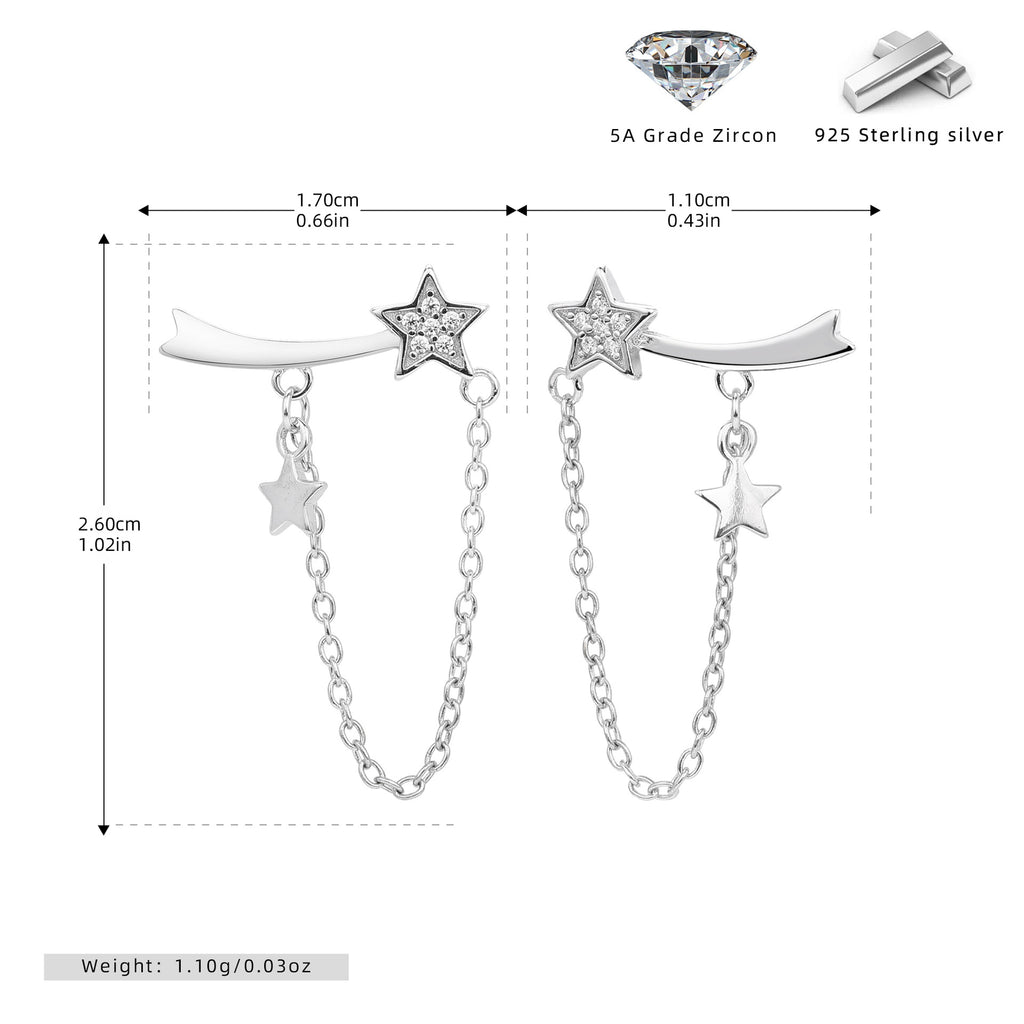 Damen Ohrhänger mit funkelnden Zirkon-Anhängern und verspieltem Sternendesign Shop Nory