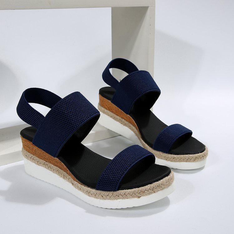 Damen Plateau-Sandalen mit dualem Riemen und entspannter Jute-Optik