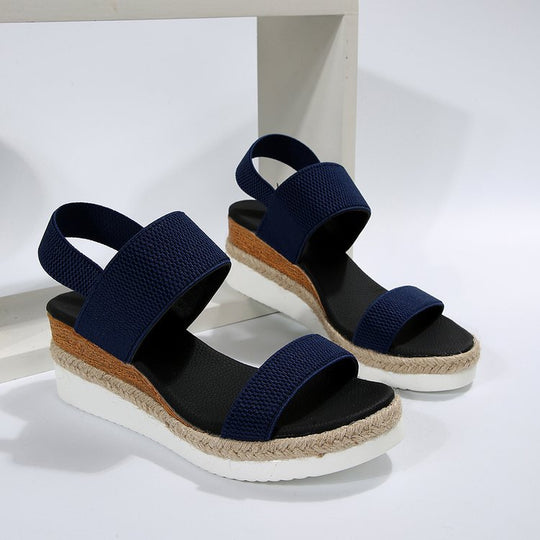 Damen Plateau-Sandalen mit dualem Riemen und entspannter Jute-Optik