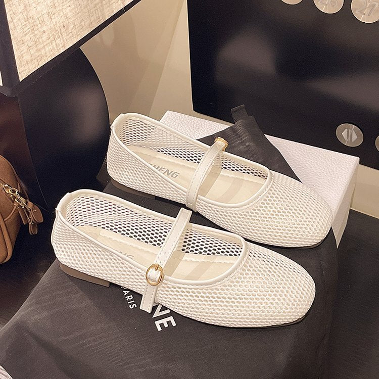 Damen atmungsaktive Ballerinas mit verstellbarem Riemen