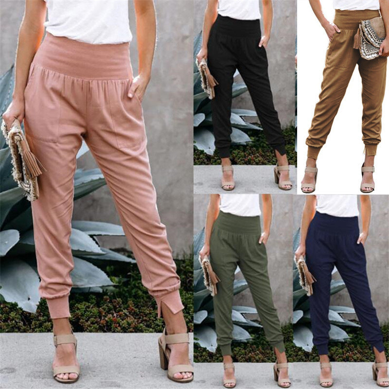 Damen bequem geschnittene Jogger-Hose mit seitlichen Taschen und Gummizug