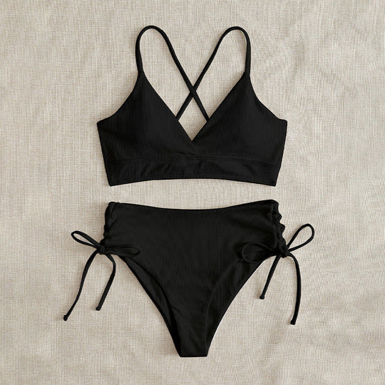 Damen Hochtaillierter Bikini mit verstellbaren Schnürdetails