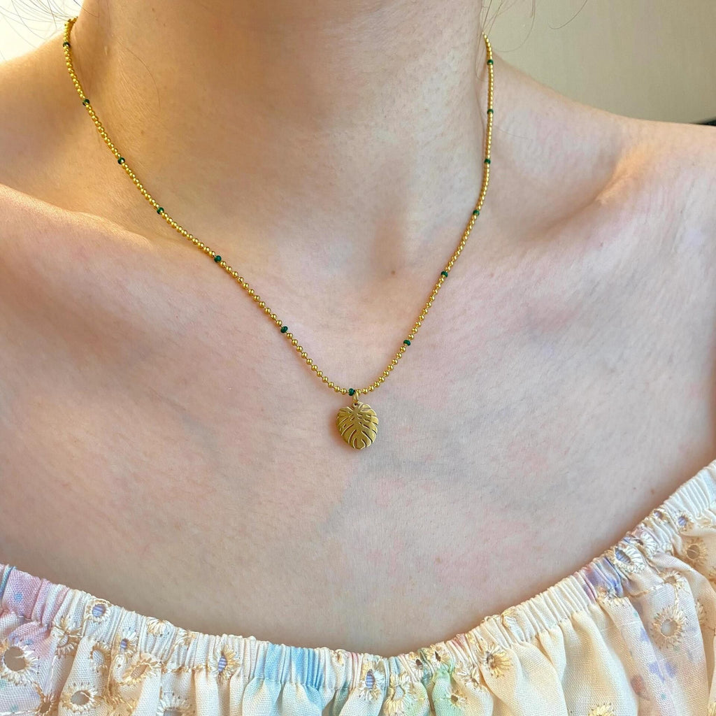 Damen Botanisches Blatt Charme Halskette Shop Nory