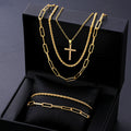 Damen Schmuckset mit elegantem Kreuzanhänger und modernem Kettendesign Shop Nory