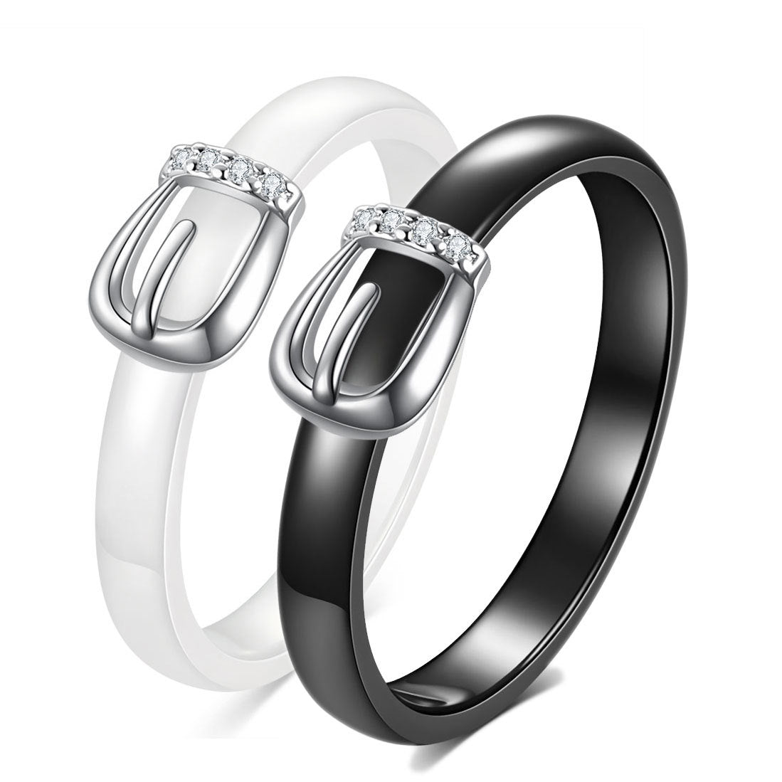 Damen Ring mit modernen Schnallen-Design und funkelnden Zirkonia Shop Nory