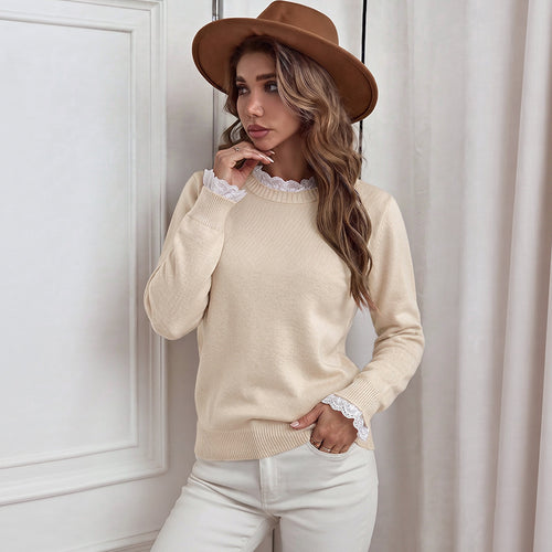Damen Eleganter Pullover mit Spitzendetails Shop Nory