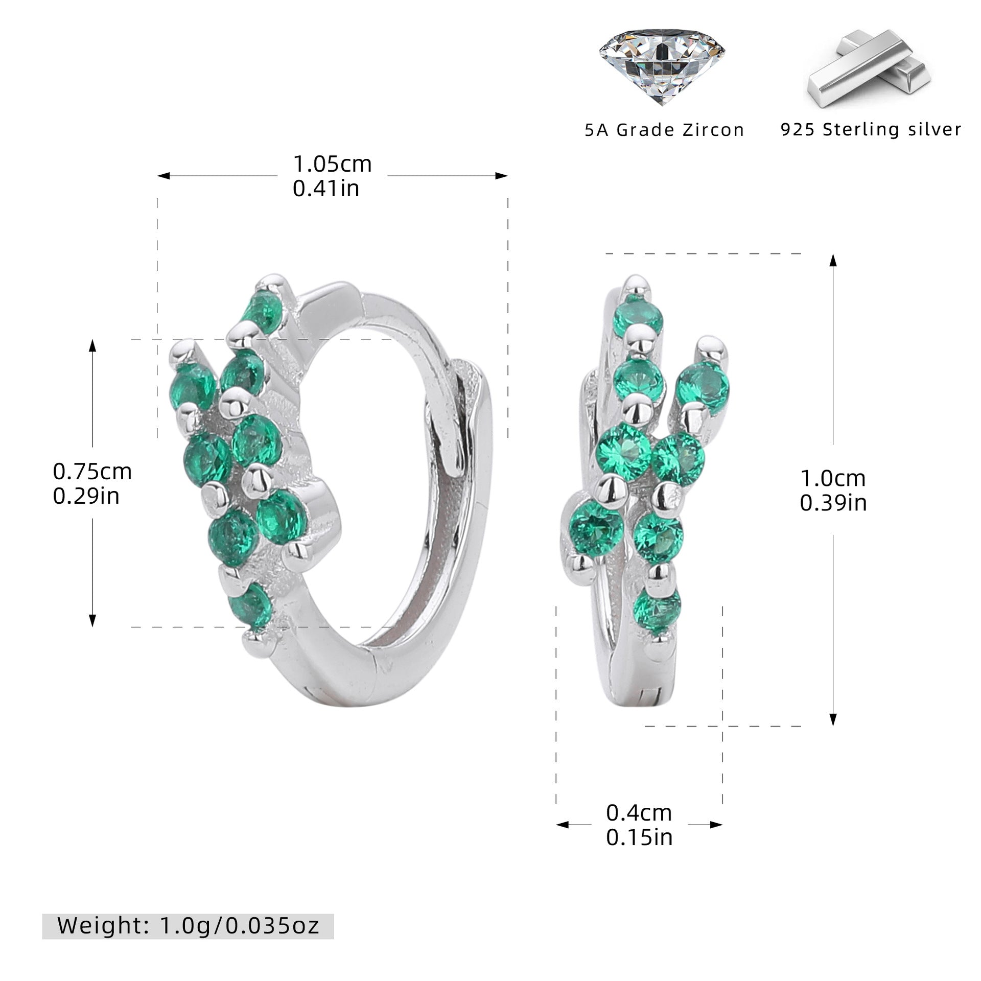 Damen Ohrstecker mit funkelnden Zirkon-Akzenten und hochwertigem 925 Sterling Silber Shop Nory