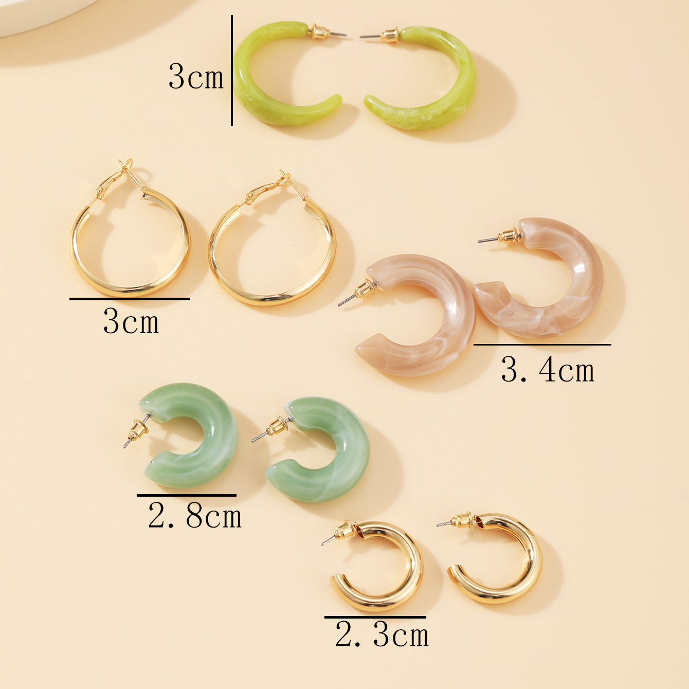 Damen Ohrstecker Set mit transparenten und goldenen Akzenten Shop Nory