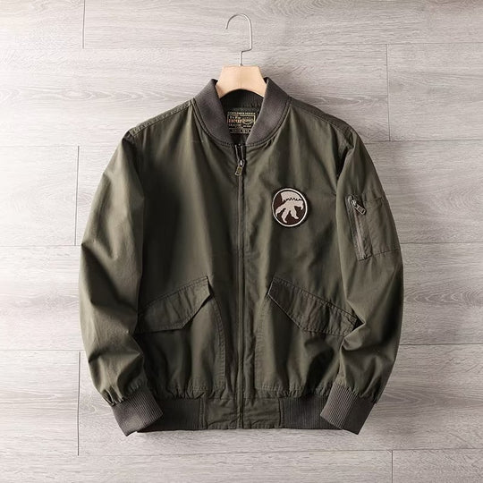 Herren Casual Bomberjacke mit Reißverschluss, Brustpatch und Ärmel-Taschendetail Shop Nory