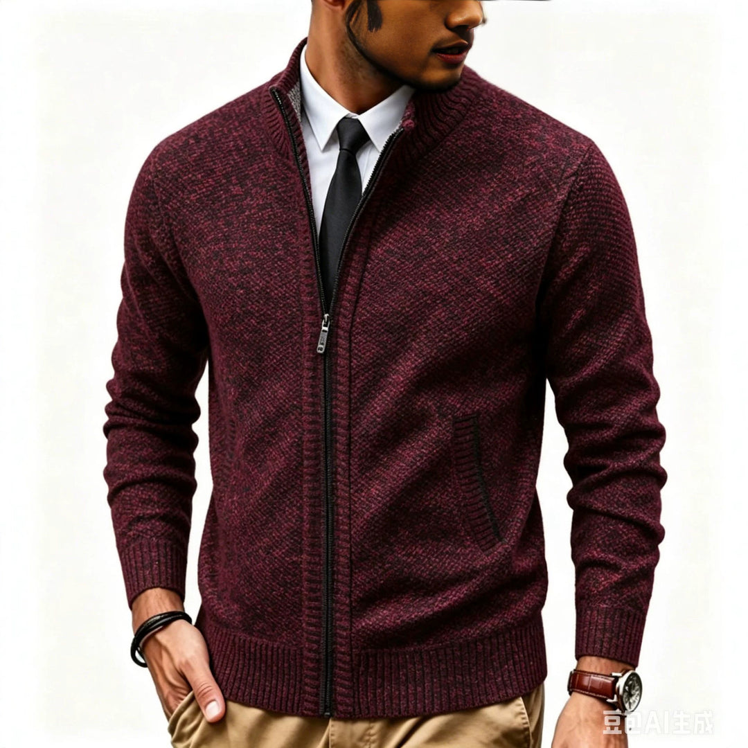 Herren Strukturstrick-Cardigan mit durchgehendem Reißverschluss und Stehkragen Shop Nory
