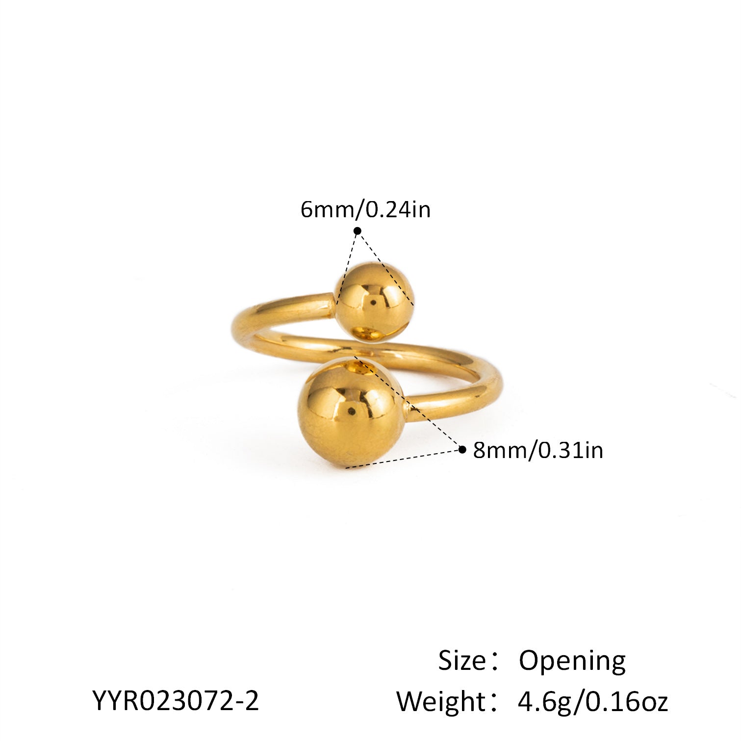 Damen Eleganter Ring mit Doppel-Kugel Shop Nory
