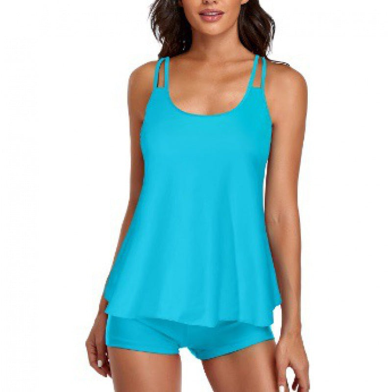 Damen Sportliches Tankini-Set mit bequemem Shorts und verstellbaren Trägern Shopnory