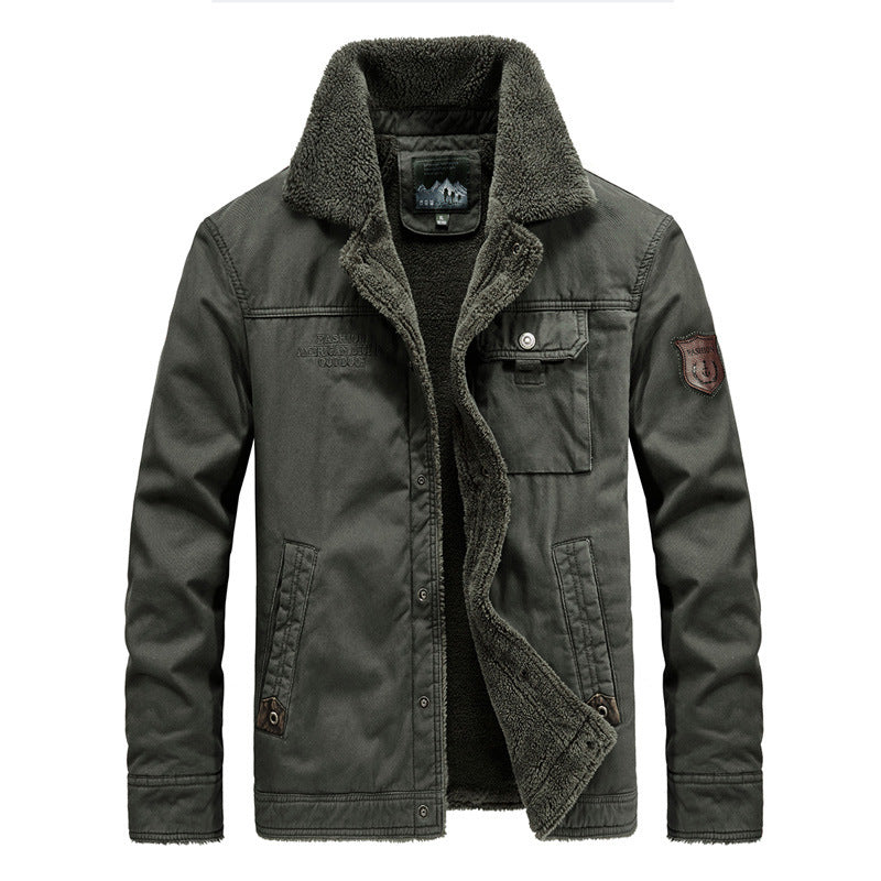 Herren robuster Canvas-Fieldblouson mit wärmender Sherpa-Innenlage und Hemdkragen Shop Nory
