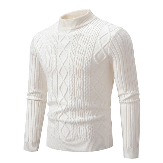 Herren Strukturierter Mockneck-Zopfstrickpullover Shop Nory