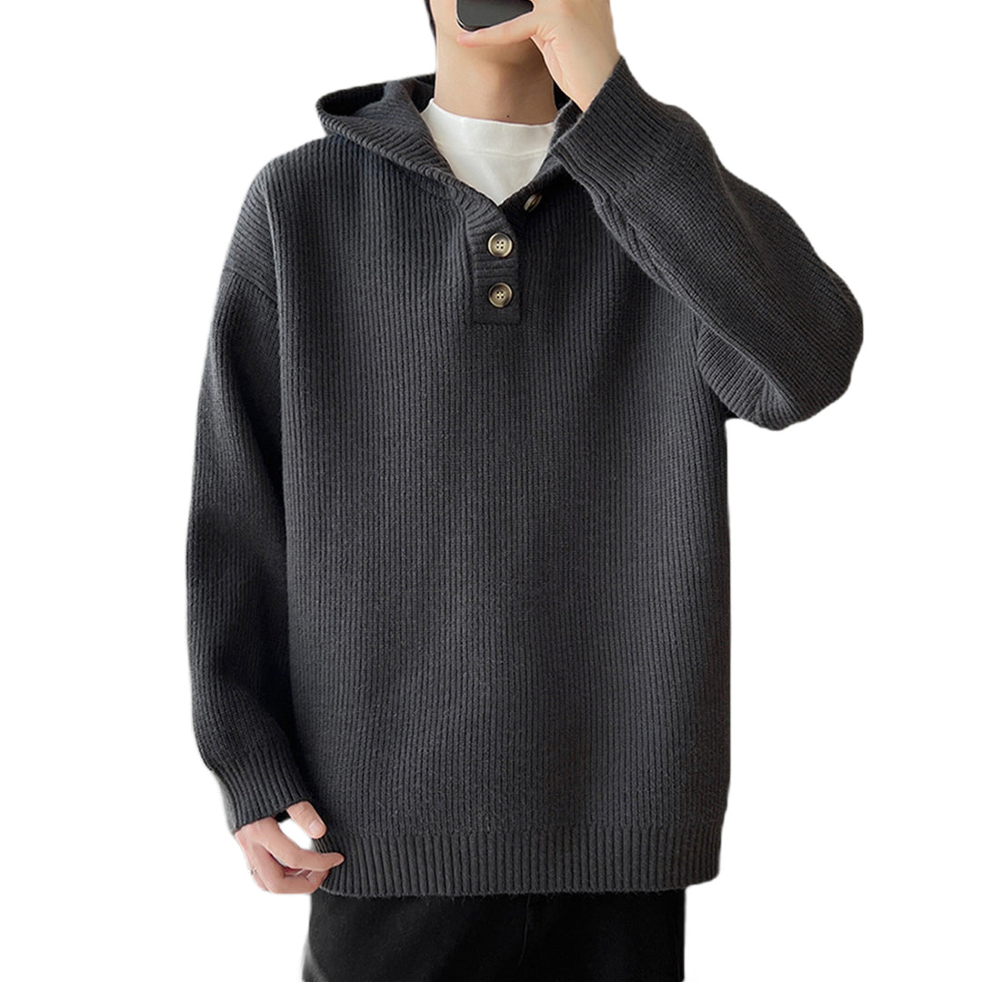 Herren Gemütlicher Hoodie mit Knopfdetails und Rippenstruktur Shop Nory