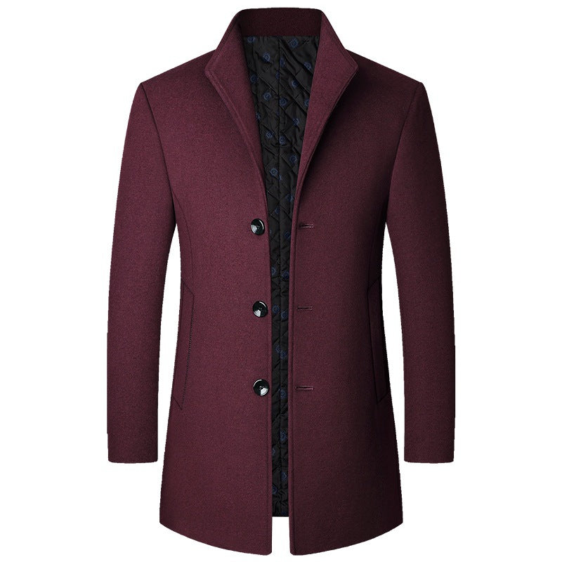 Herren Eleganter Kurzmantel aus Wollmischung mit gesteppter Innenlage und schlankem Stehkragen Shop Nory