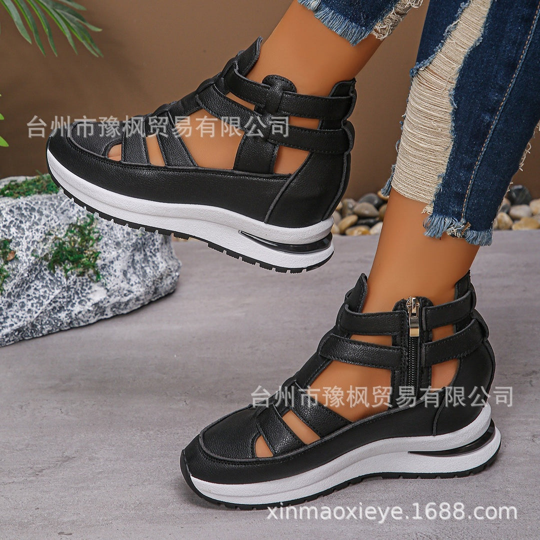 Damen Keil-Plateau Sneaker-Sandale mit Cut-Outs, Reißverschluss und gepolstertem Fußbett Shop Nory