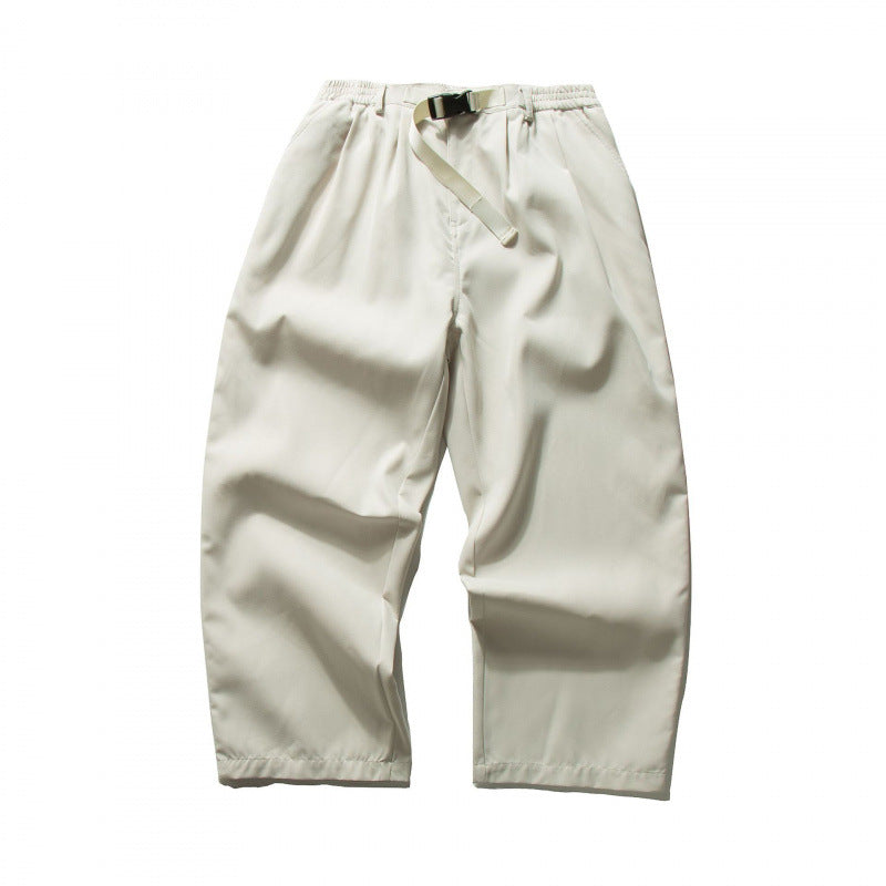Herren Weitgeschnittene Relaxed-Hose mit elastischem Bund, Bundfalten und integriertem Webgürtel Shop Nory