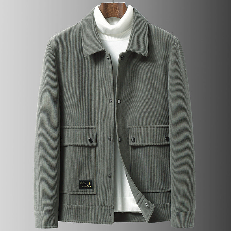 Herren Cordjacke mit Utility-Taschen und Druckknopfverschluss Shop Nory