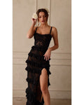 Damen Spitzenkleid mit Rüschendetails