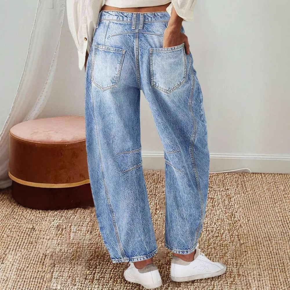 Damen Weite Jeans im lässigen Vintage-Stil mit hochwertigen Details