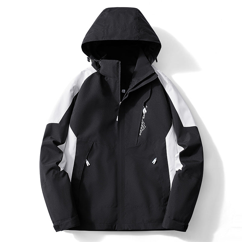 Herren Colorblock Softshell-Trekkerjacke mit Kapuze, verdeckten Reißverschlüssen und seitlichen Eingrifftaschen Shop Nory