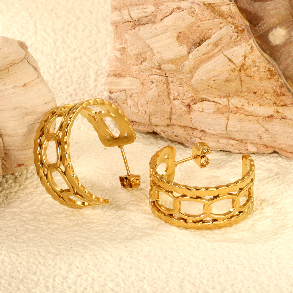 Damen Hängende Creolen mit kunstvollem Design und goldplattierter Oberfläche Shop Nory