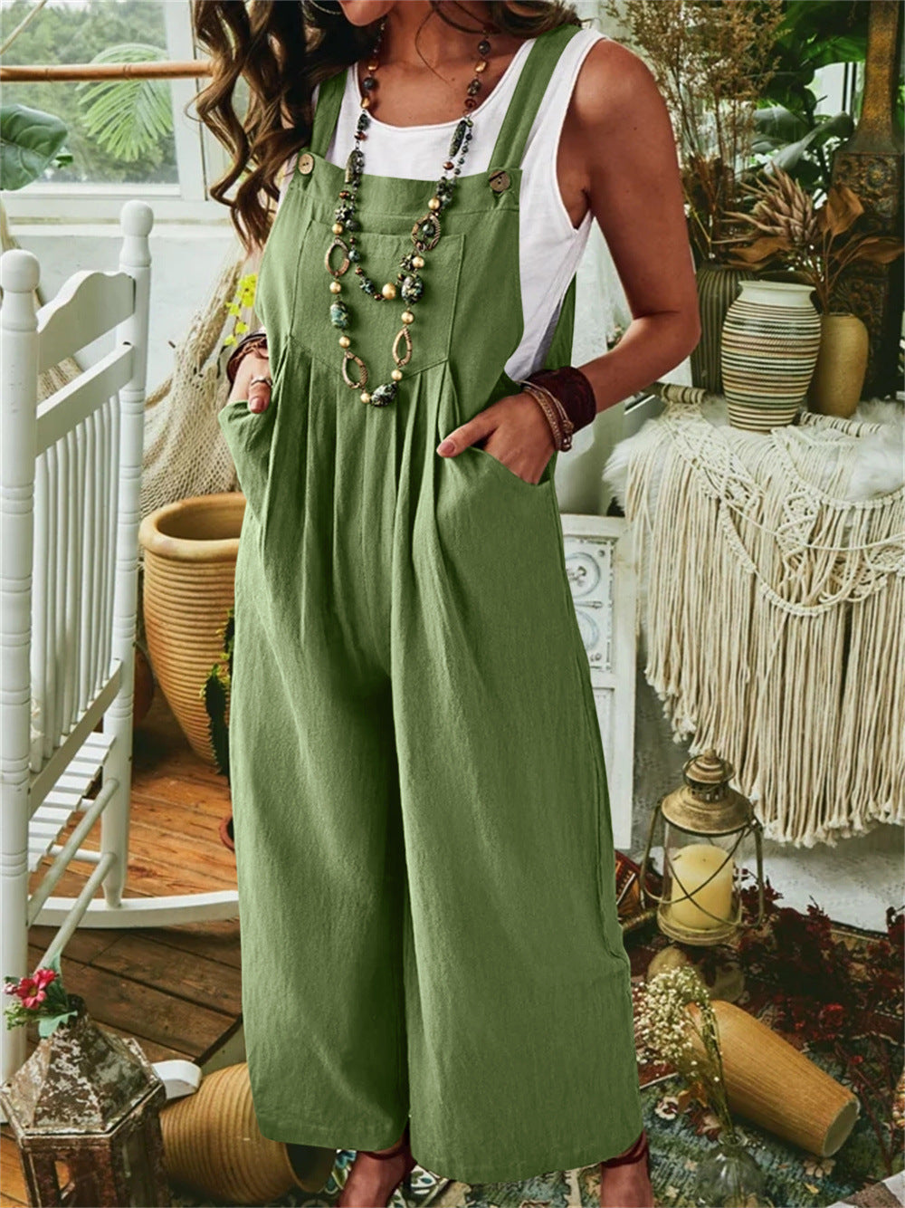 Damen Lässiger Jumpsuit mit praktischem Taschendesign und weiten Beinen