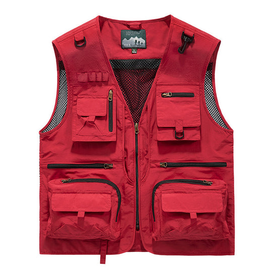 Herren Utility-Weste mit Multifachtaschen, Mesh-Belüftung und Reißverschluss Shop Nory