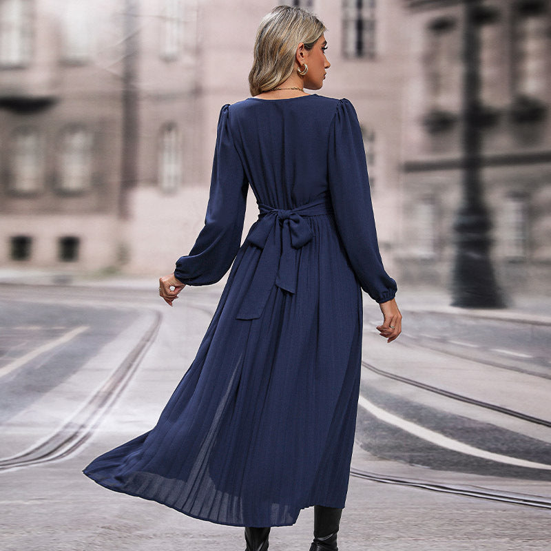 Damen Langes Viskose-Maxikleid mit Wickel-Taille, tiefem V‑Ausschnitt und hohem Beinschlitz Shop Nory