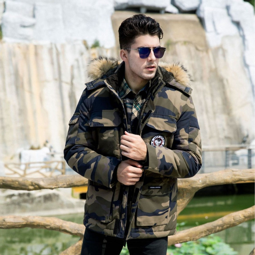 Herren isolierter Field-Parka mit abnehmbarem Kunstfellkragen und Mehrfachtaschen Shop Nory