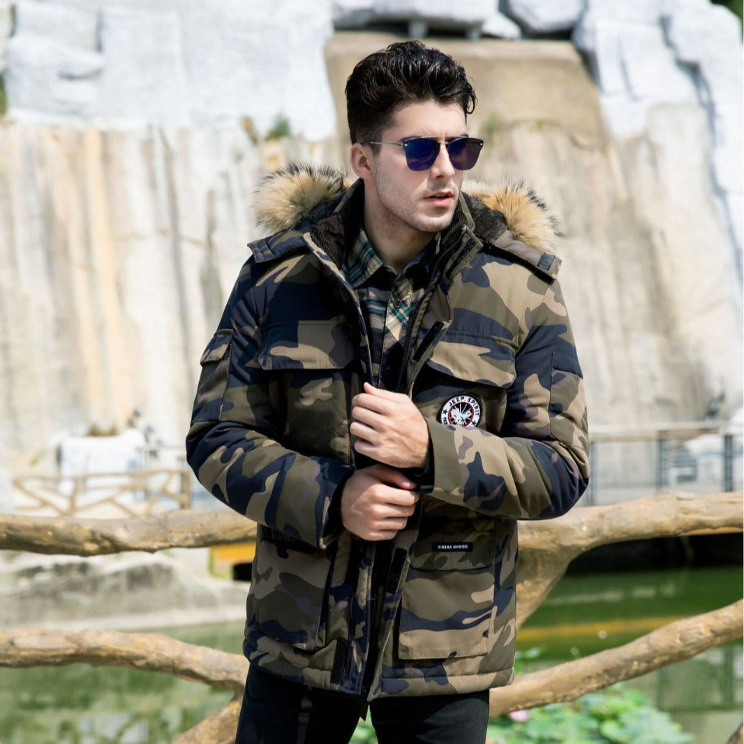 Herren isolierter Field-Parka mit abnehmbarem Kunstfellkragen und Mehrfachtaschen Shop Nory