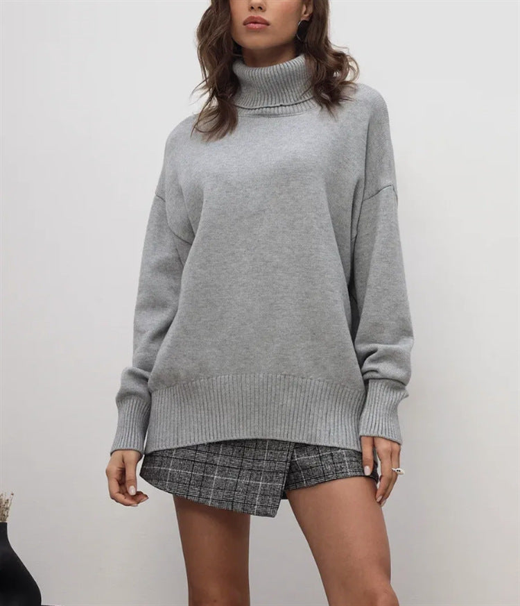 Damen Boxy-Rollkragenpullover aus feinem Feinstrick mit überschnittener Schulter Shop Nory