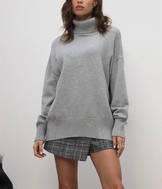Damen Boxy-Rollkragenpullover aus feinem Feinstrick mit überschnittener Schulter Shop Nory