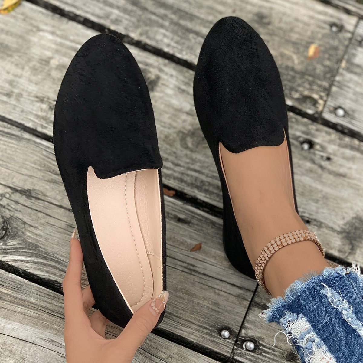 Damen elegante Slipper aus weichem Wildleder Shopnory