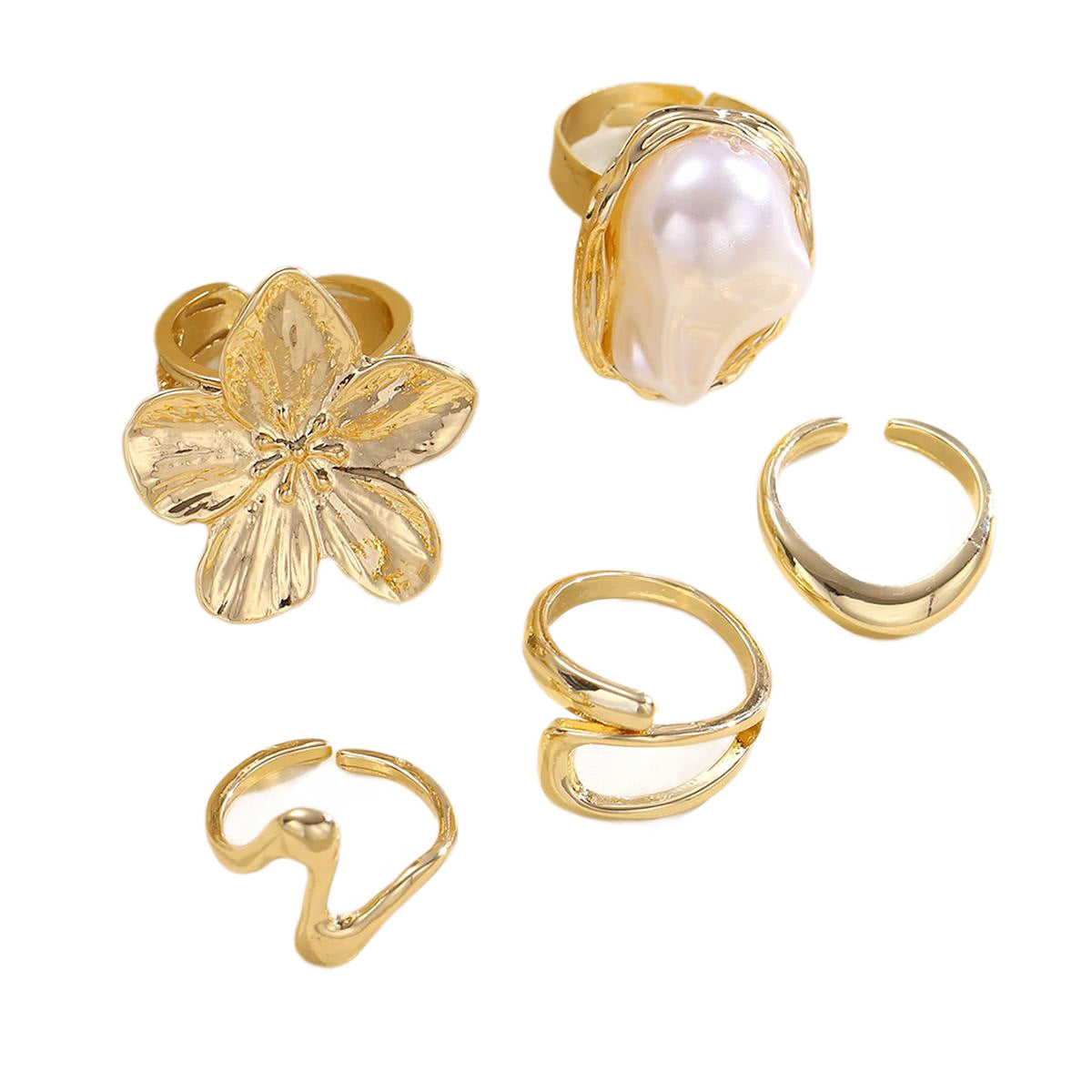 Damen Ring-Set mit kunstvollen Blumen- und modernen Designs Shop Nory