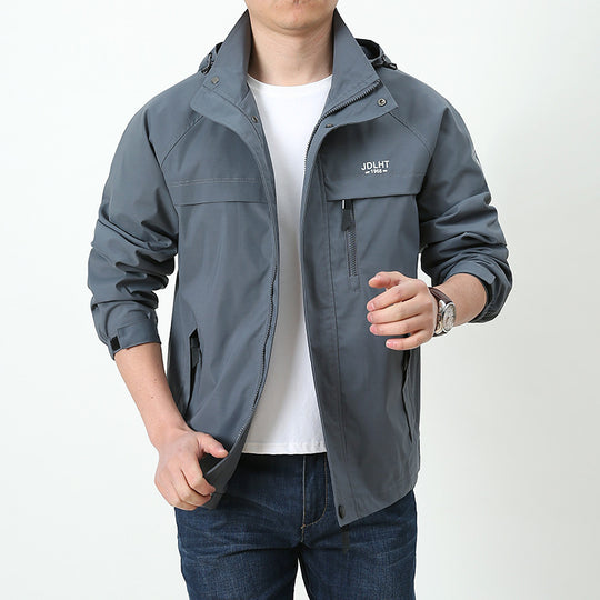 Herren Atmungsaktive Übergangs-Softshelljacke im Field‑Stil mit verdeckter Kapuze und Reißverschluss‑Brusttasche Shop Nory
