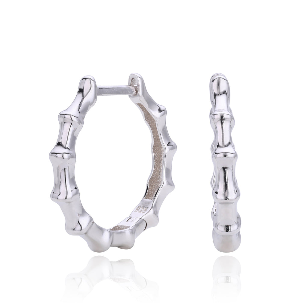 Damen Creolen im Bambusdesign aus hochwertigem 925 Sterling Silber Shop Nory