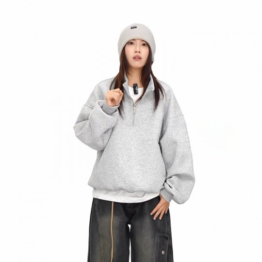Unisex Halbzip-Sweatshirt mit Raglanärmeln, Eingrifftaschen und geripptem Saum Shop Nory