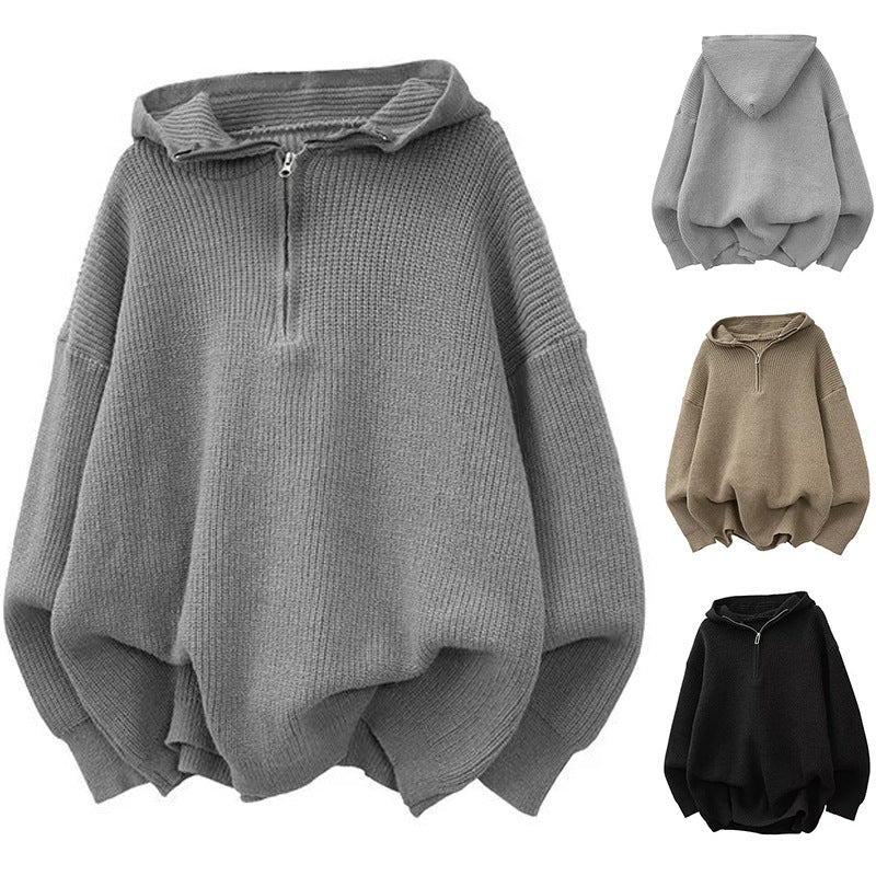 Damen Stilvoller Kapuzenpullover mit Halbreißverschluss Shop Nory