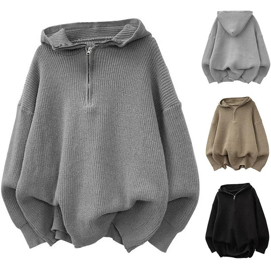 Damen Stilvoller Kapuzenpullover mit Halbreißverschluss Shop Nory