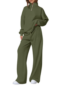Olivgrün Halbzip-Set