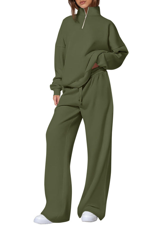 Damen nan oversized Jogginganzug mit Stehkragen halbem Reißverschluss und weitem Bein Shop Nory