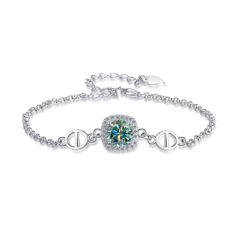 Damenarmband mit strahlend gelbem Kristall und funkelndem Zirkonia-Rahmen Shop Nory