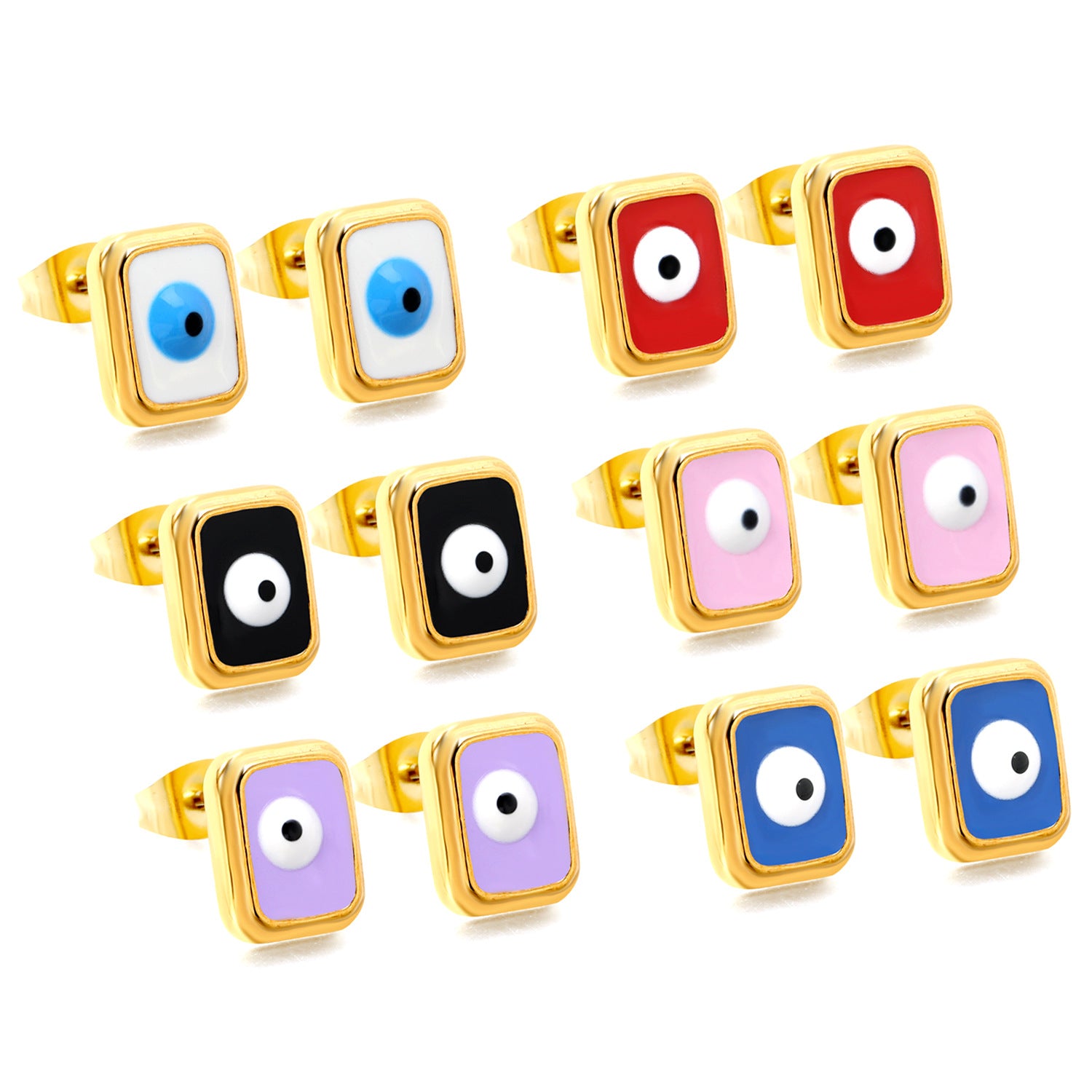 Damen Ohrstecker mit kreativen Auge-Design und goldfarbener Umrandung Shop Nory