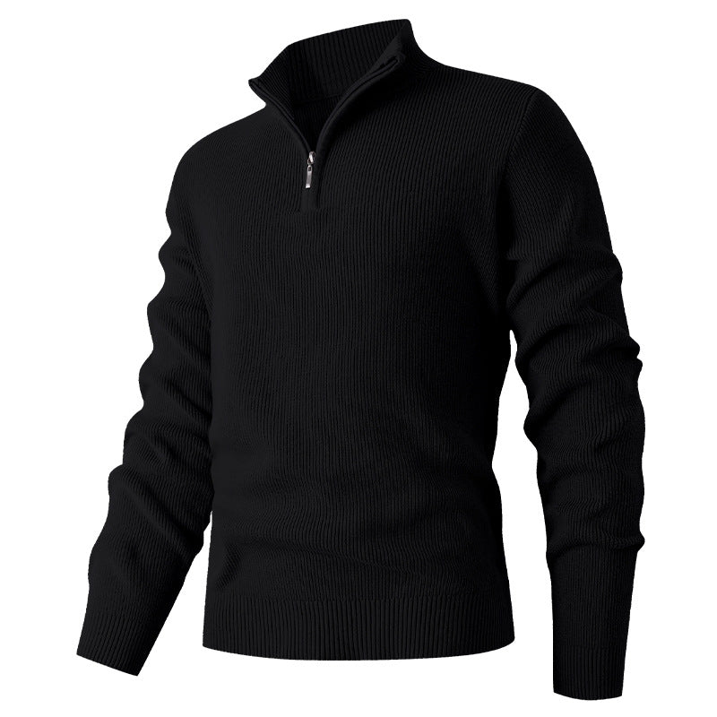 Herren Feinstrick‑Halbzip‑Pullover mit geripptem Mockneck und schlanker Passform Shop Nory