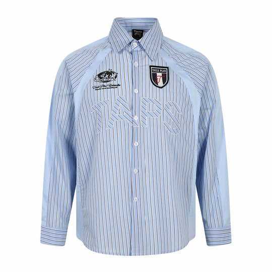 Herren Gestreiftes Baumwollhemd mit Sticklogos und kontrastierenden Passe Shop Nory