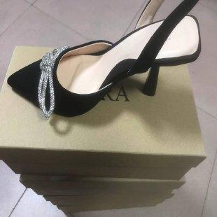 Damen elegante Slingback-Pumps mit glitzernden Schleifen-Details