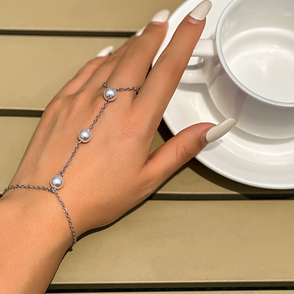 Damen elegantes Perlen-Armband-Kette mit filigraner Struktur Shop Nory