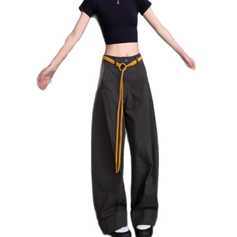 Damen Weite Baumwollhose mit Statement-Gürtel Shop Nory